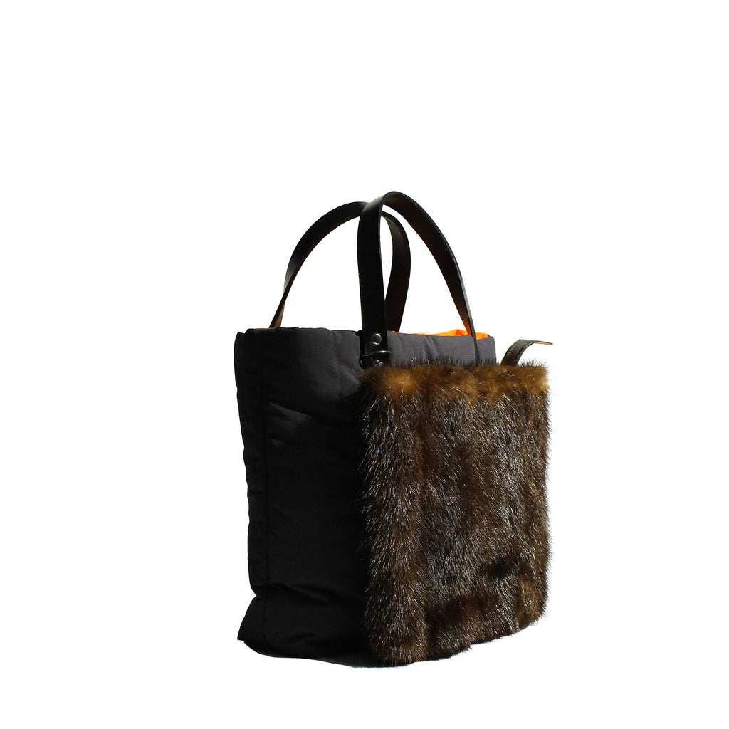 Stella  Tote bag design avec poche fourrure vison