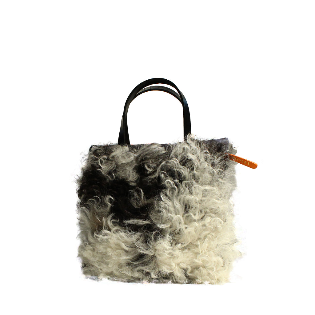 Luna tote bag en toile recyclée gris et mouton