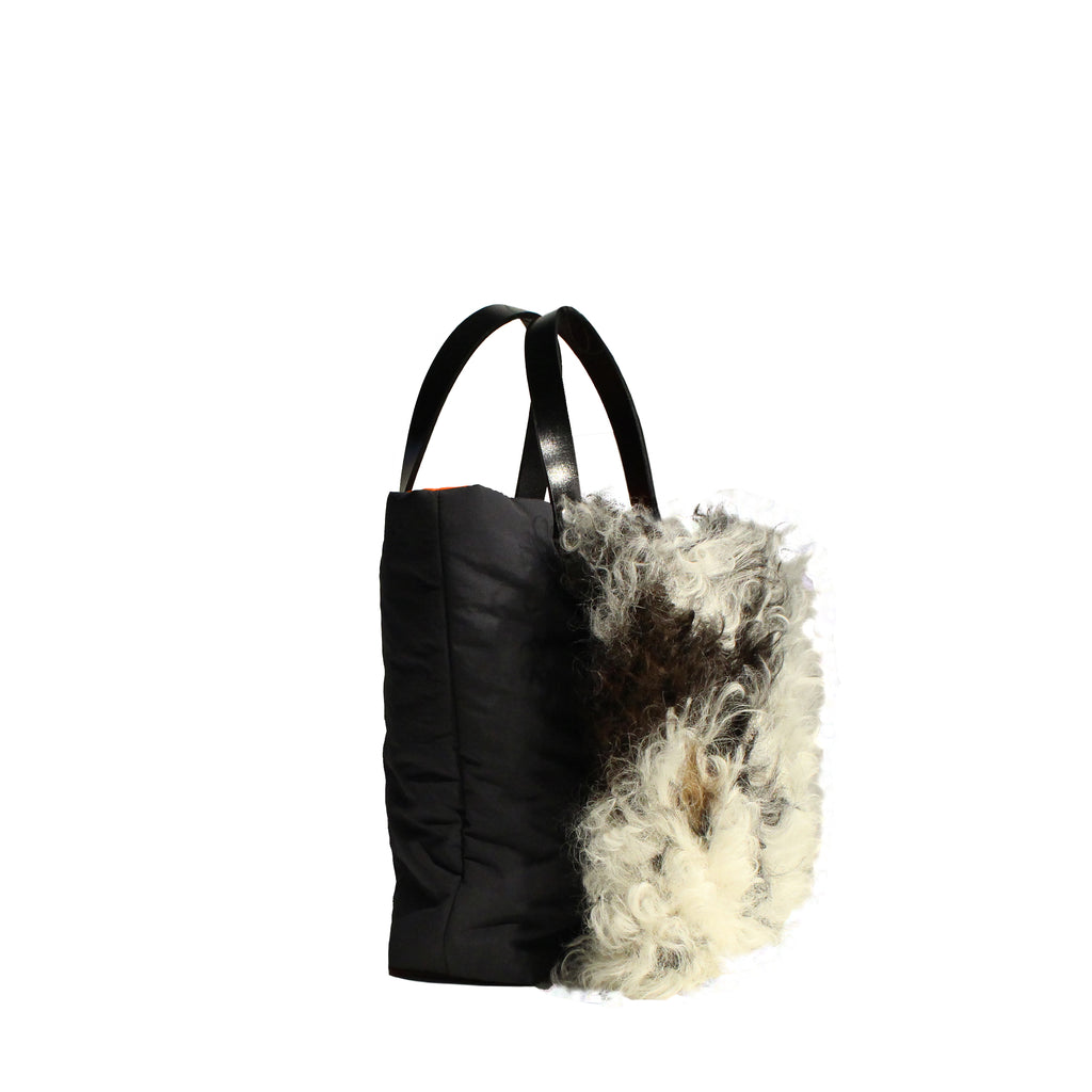 Luna tote bag en toile recyclée gris et mouton