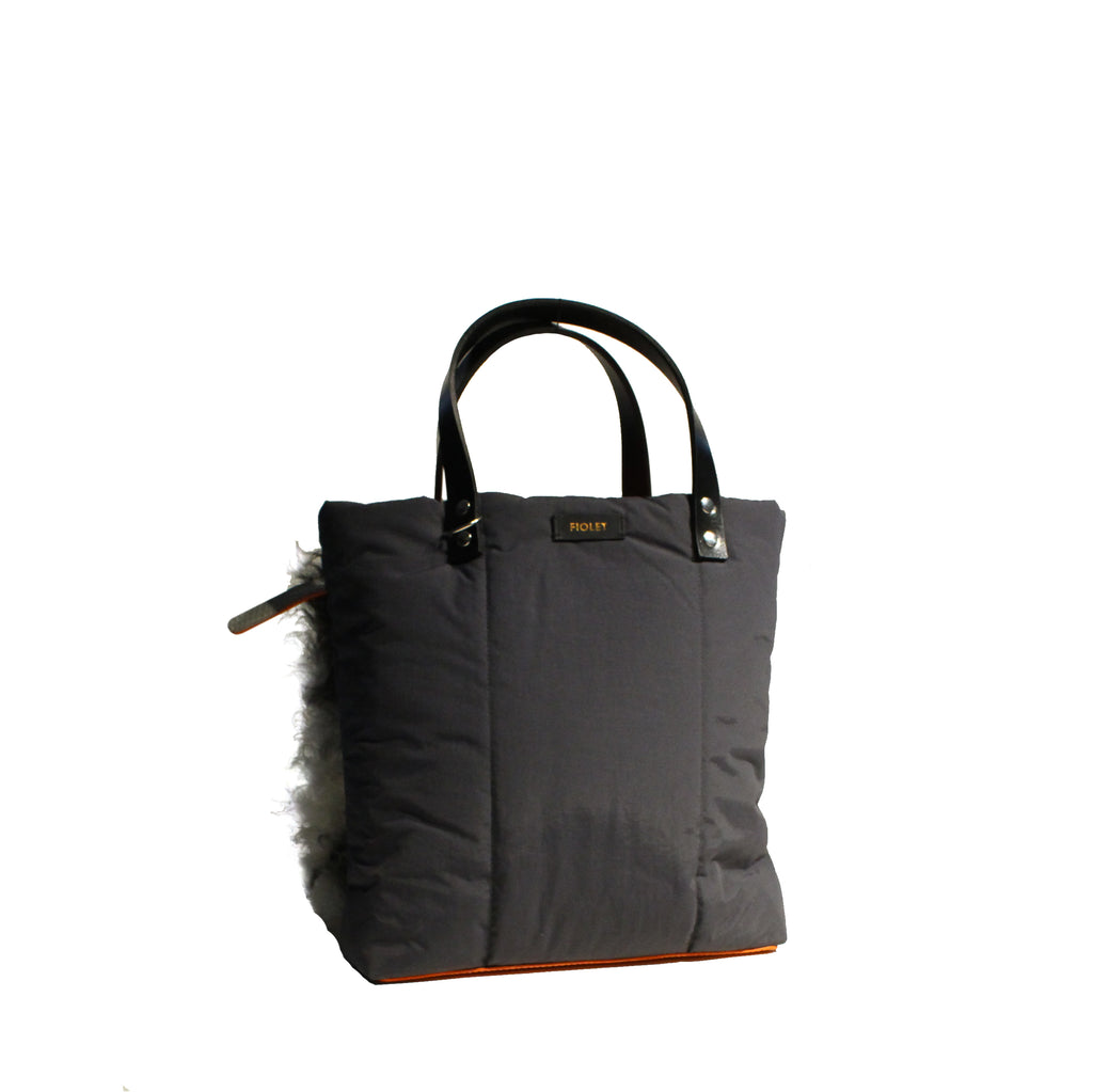 Luna tote bag en toile recyclée gris et mouton