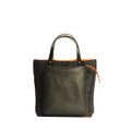 Stromboli Tote bag design en toile recyclée noir avec poche en cuir MAT