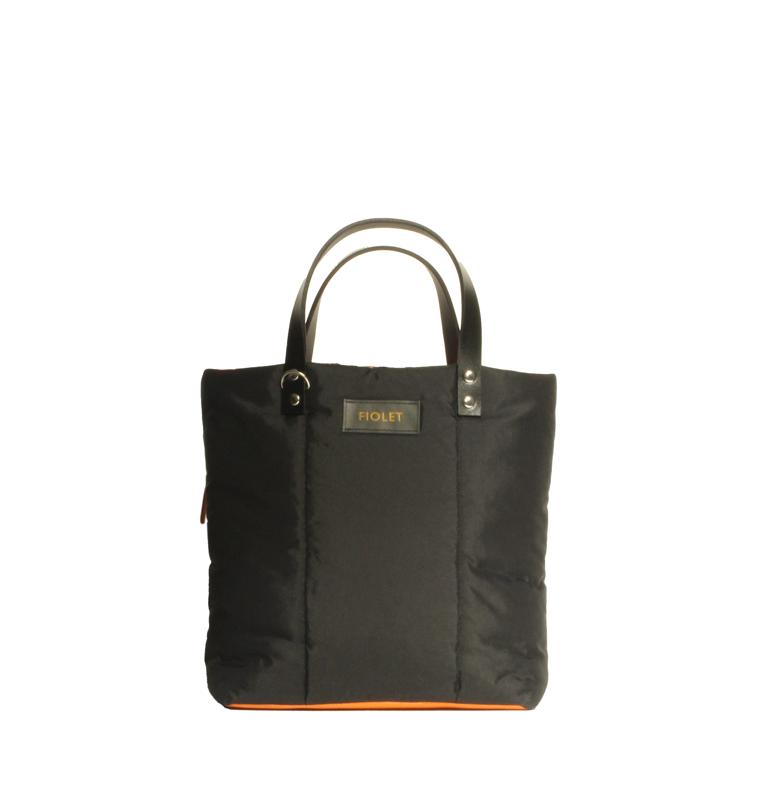 Stromboli Tote bag design en toile recyclée noir avec poche en cuir MAT