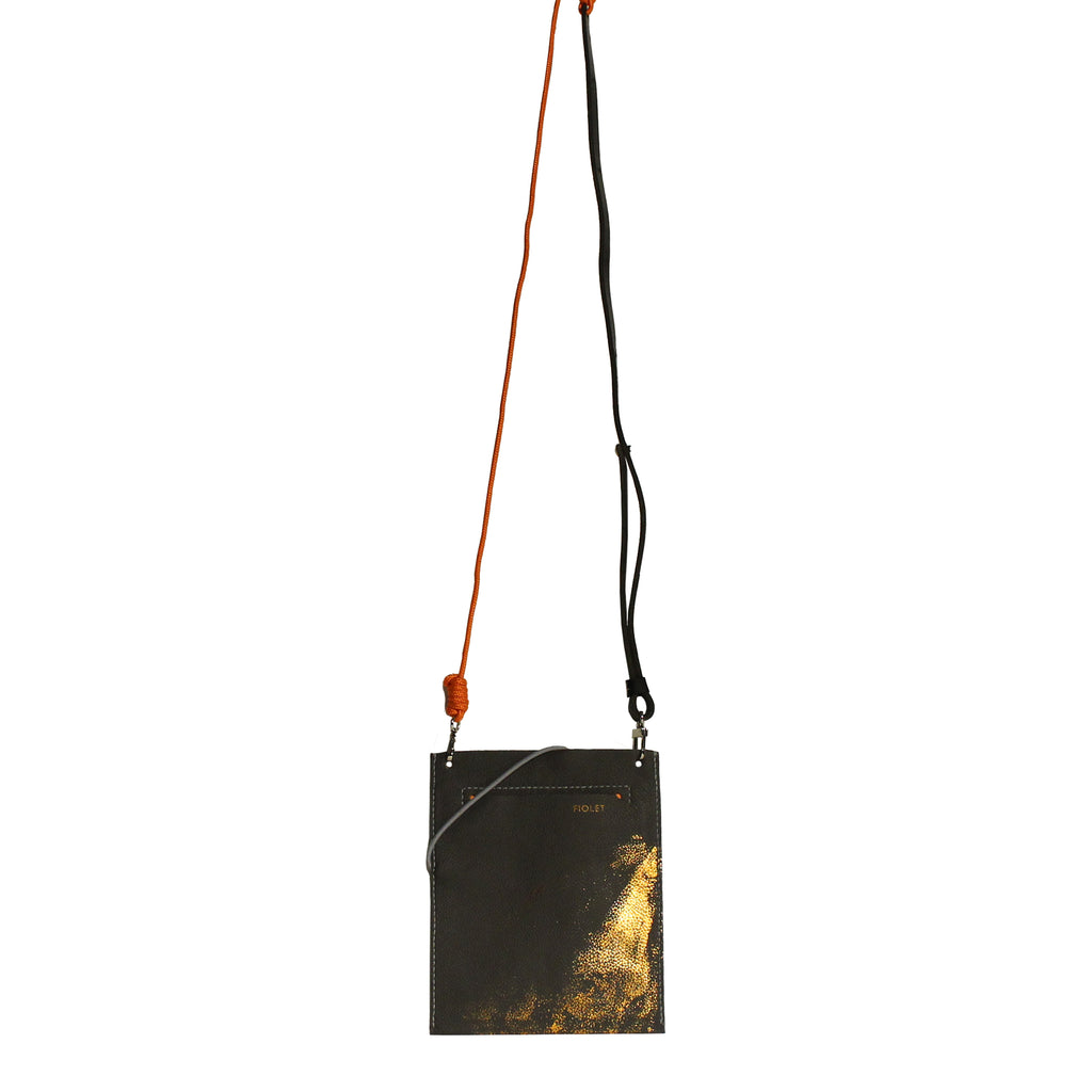 Lucienne pochette  bandoulière en cuir gris / OR  fait ✋🏻 -