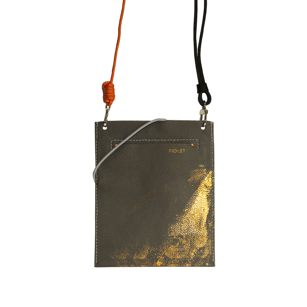 Lucienne pochette  bandoulière en cuir gris / OR  fait ✋🏻 -