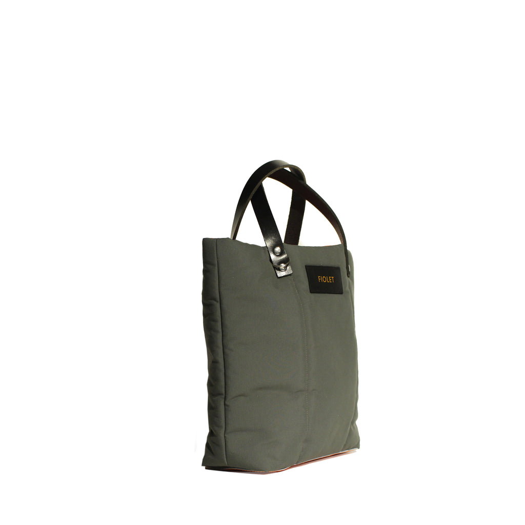 Marceline  tote bag toile recyclée vert de gris / verdigris green