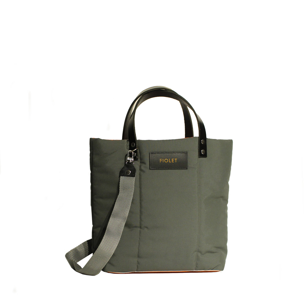 Marceline  tote bag toile recyclée vert de gris / verdigris green
