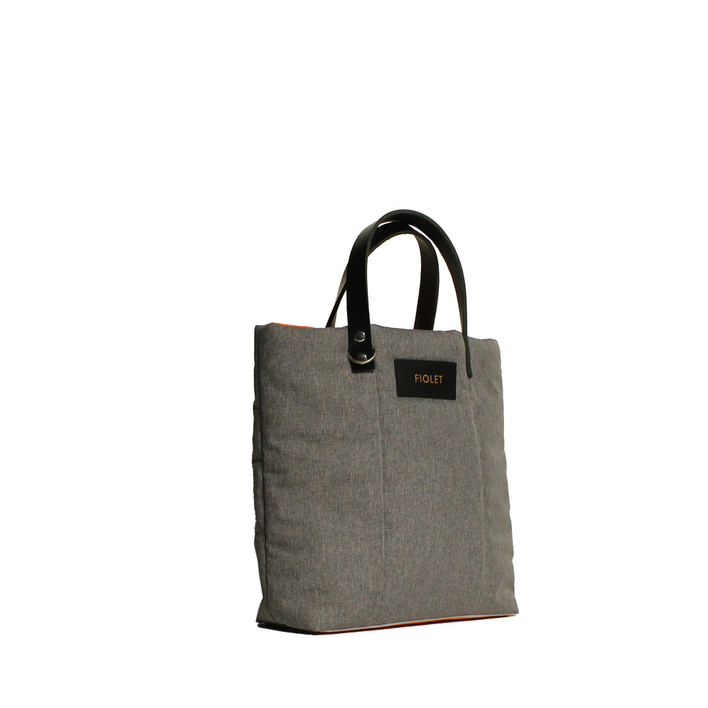 Marceline  tote bag toile recyclée gris clair texture/  tex light grey