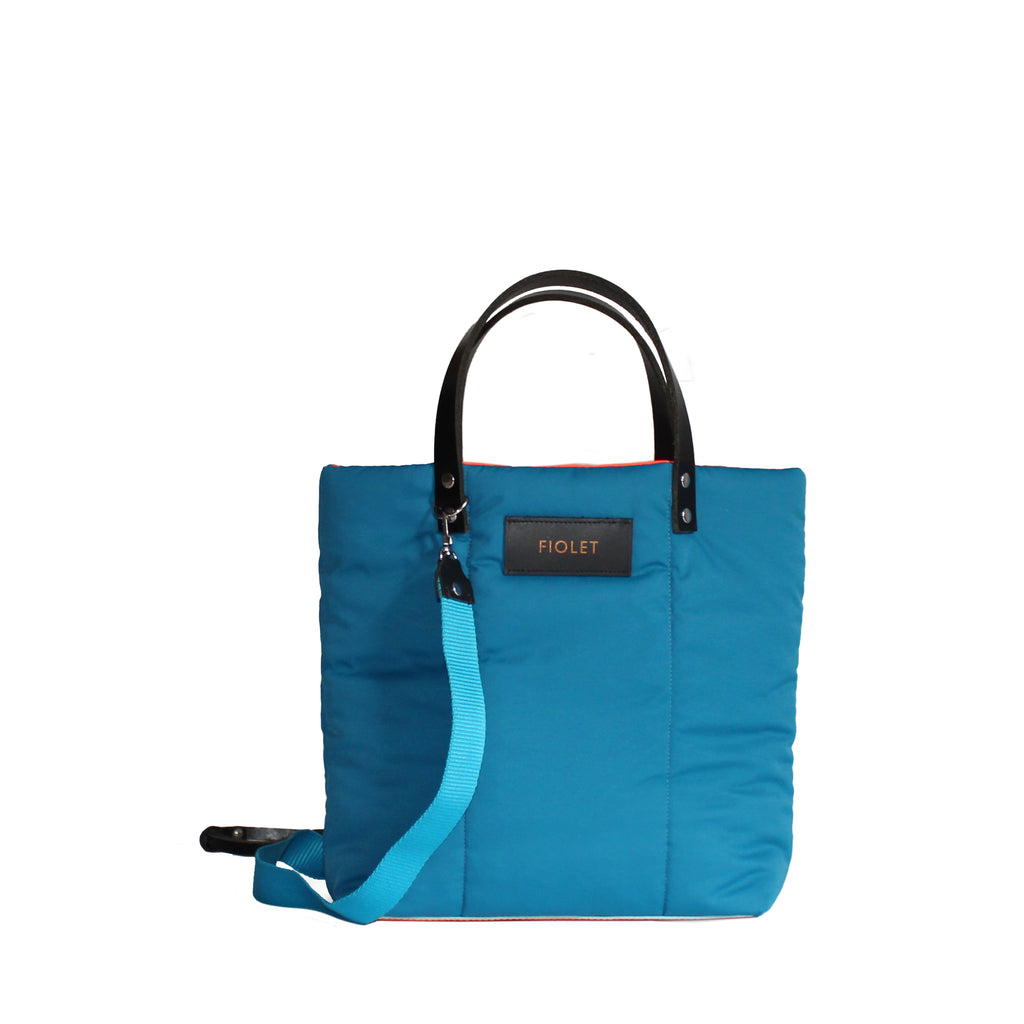 Marceline  tote bag toile recyclée bleu canard / duck blue