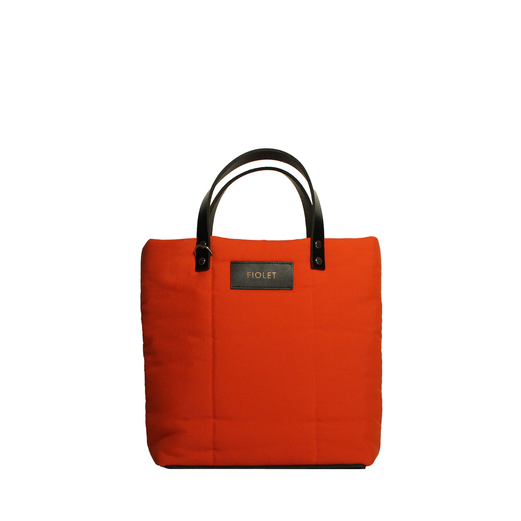 Marceline  tote bag toile recyclée rouge vermillon/ vermilion red