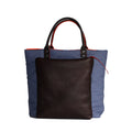 Nadette  Tote bag design en toile recyclée parme avec poche en cuir marron grainé