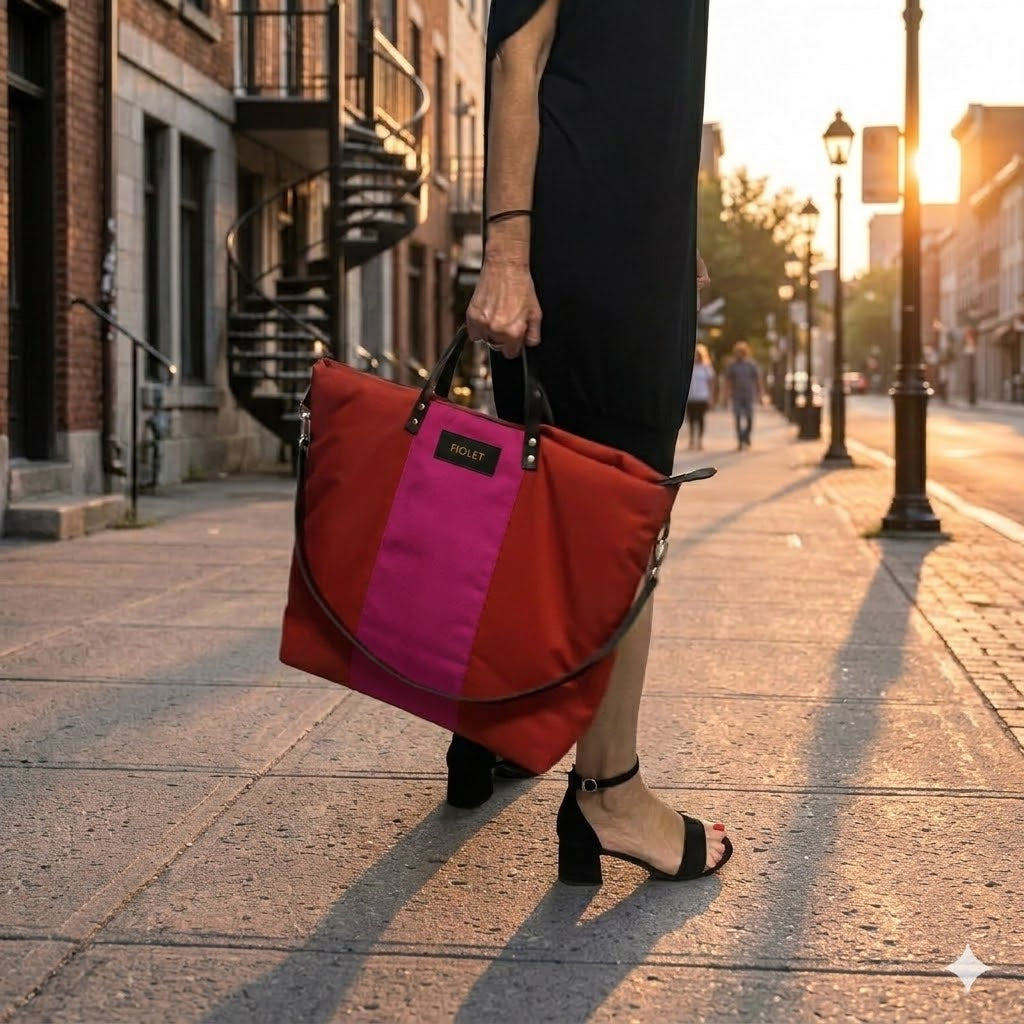 Dany tote bag bicolore orange / fushia