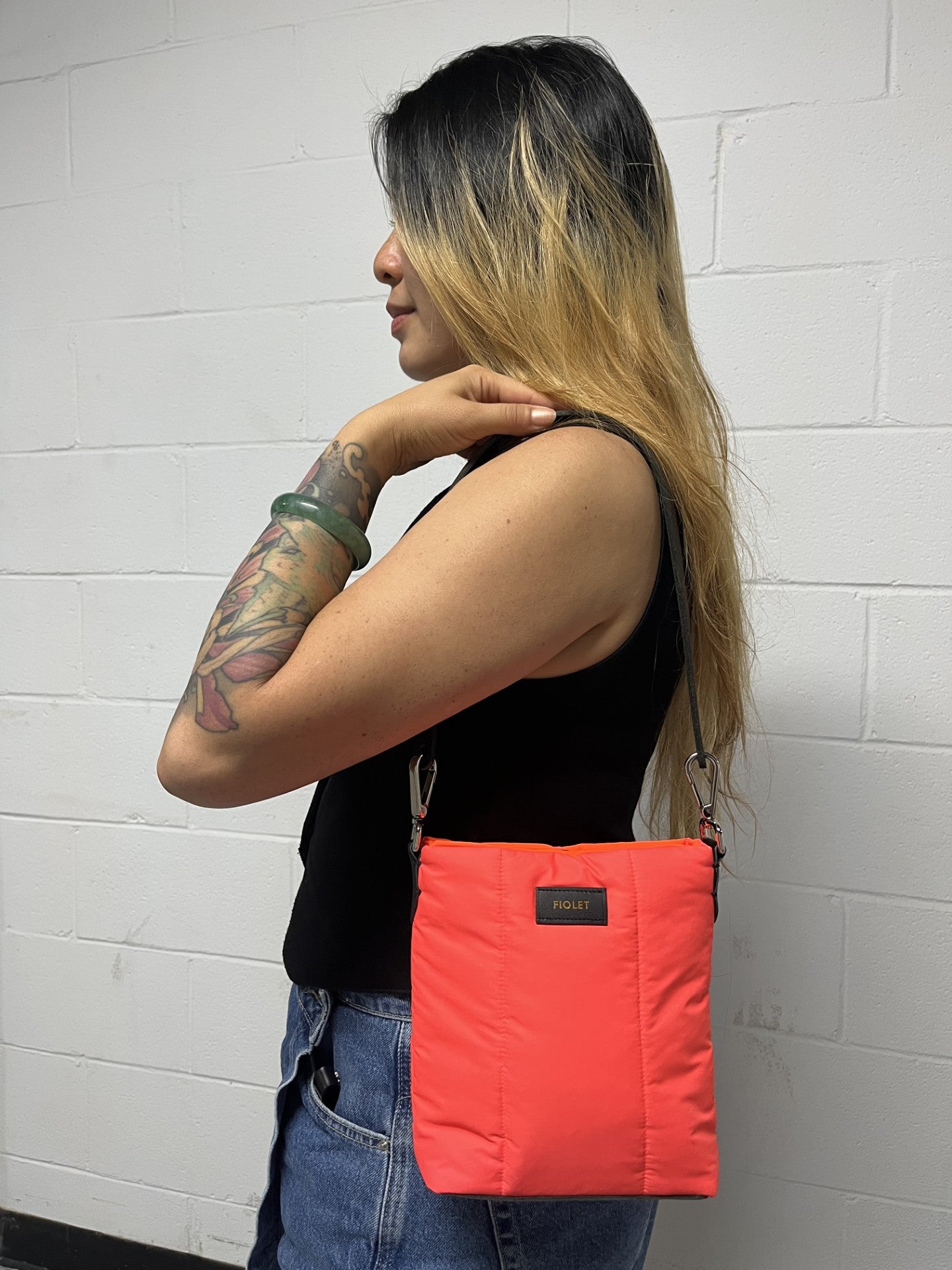 Mireille  tote bag  rose orangé fluo / pink orange fluo