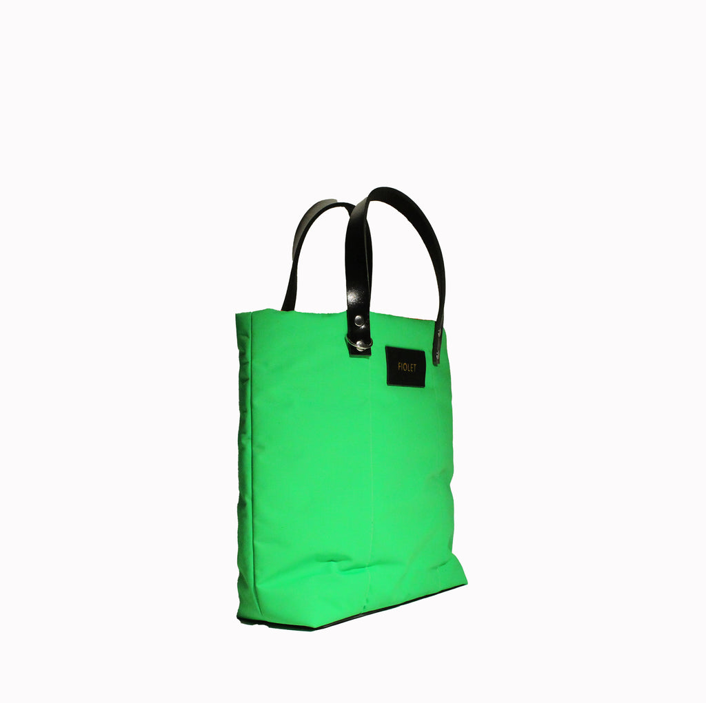 Marceline tote bag  Vert fluo recyclée  / Marceline  Neon green recycled canvas